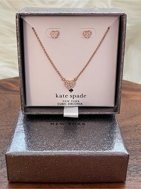 KATE SPADE Yours Truly Rose Gold Tone Necklace & Earring Boxed Set